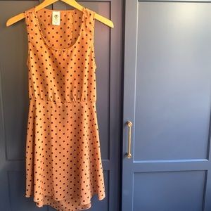 Brown Polka Dot LT Fit & Flare Dress with Criss-Cross Back- Size L